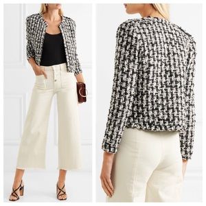 IRO "Gonna" Faux Pearl-Embellished Cropped Tweet Jacket, NWT, Size 4